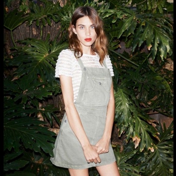 Alexa Chung for AG Khaki Overall Mini Dress Sz XS - Picture 1 of 6